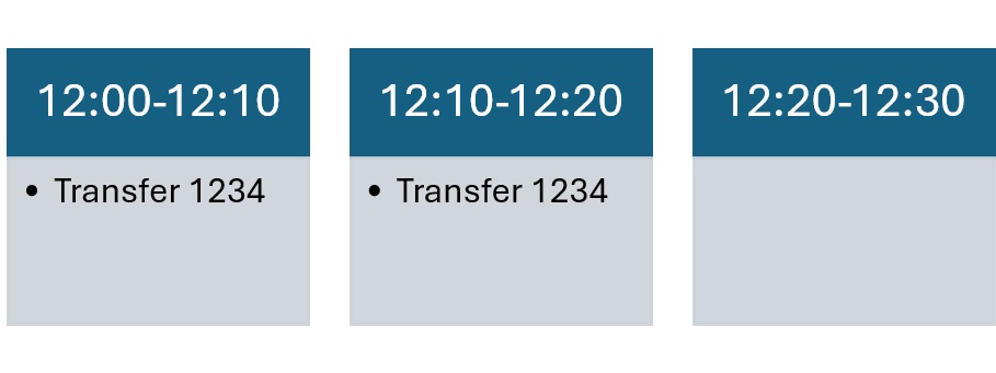Switch payment settlement transfer example, batch 1
